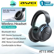 Awei AT15 ANC Wireless Headset ANC Noise Cancellation Stereo Surround Sound Headphone Bluetooth Head