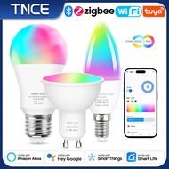 Tuya E27 E14 Gu10 Bulb Wifi Zigbee, Dimmable Light Led Lamps 2700-6500k Rgb, Smart Life App, Voice W