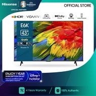 Hisense 43 inch - 43E6K 4K Vidaa U5 system - Smart TV UHD - Bezelless Design - Dolby Audio -  Youtube/Netflix/Prime video - Casting - Wifi - USB - HDMI - Clean View