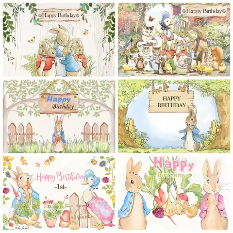 Cartoon Rabbit Photography Background Customized Peter Rabbit Backdrop Children's Birthday Baby Show