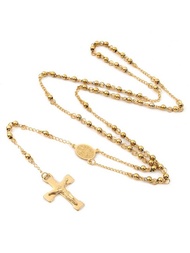 1串不鏽鋼佛珠項鍊,金色與銀色交替排列,可選擇圓珠與方珠風格。品牌的配件設計多樣且品質有保障。適合日常佩戴和各種場合。