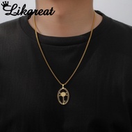 LIKGREAT Stainless Steel Hecate Wheel Key Pendant Necklace Black Enamel Triple Moon Amulet Waterproo