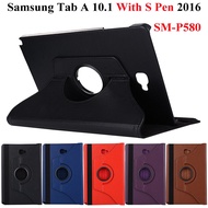 360 Rotating PU Leather Casing Samsung Galaxy Tab A A6 10.1 2016 P580 P585 With S Pen Folding Stand 
