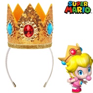 Super Mario Princess Peach Birthday Crown Children Party Headband Cosplay Girls Hair Accessories