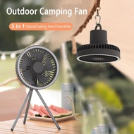 ReadyStock⚡ Kipas Fan Camping Portable Rechargeable Fan LED Tripod Stand 3 In 1 USB Home Fashion Office Mini OPOLAR 野营风扇