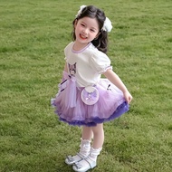 Girls Dopamine Suit Princess 2025 Children's Dopamine Short-Sleeved Gradient Skirt Fashion Suit Girl