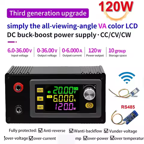 60W 120W 6A MPPT DC0-36V CC CV Power Supply Voltage Regulator WiFi RS485 Modbus Buck Boost Converter