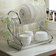 Dish Rack 2-Tier Dish Drainer Rack 2-Tier Layer Stainless Steel on