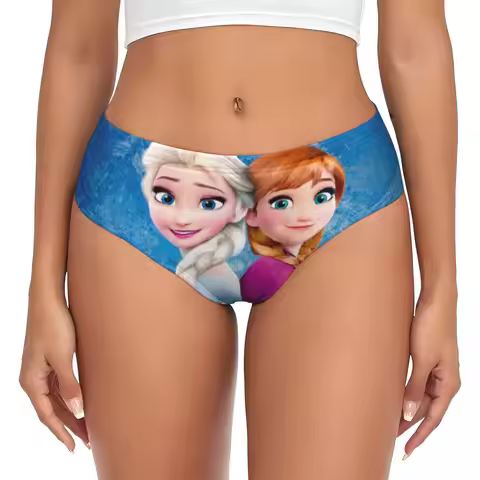 Custom Cartoon Frozen Briefs Underwear Womens Stretch Comfortable Underpants Anna And Elsa Brief Pan