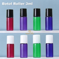 Roll on metal Glass Bottle Brown/amber 3ml stainless steel roller