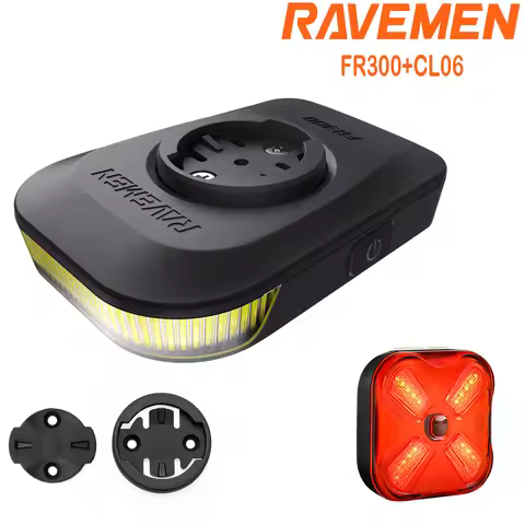 RAVEMEN Bike Lights Set FR300+CL06 Bicycle Head Rear Rechargeable Out-Front Headlight For Garmin Wah