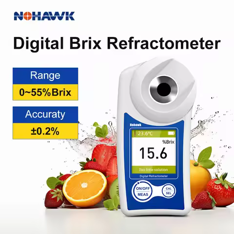 Nohawk New Digital Brix Refractometer with Automatic Temperature Compensation 0-55% Range, ±0.2% Pre
