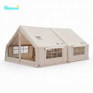 footful Spacious Inflatable Camping Tent Roomy Tent with PVC Door Curtain Breathable Wind-Resistant 