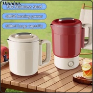 MUNDAN Electric Kettle, 800ml 304 Stainless Steel Mini Kettle, Upgraded Detachable Foldable Portable