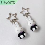 【E-WOITD】 2ชิ้น cuet Miffy ห่วงโซ่โทรศัพท์การ์ตูนกระต่ายโทรศัพท์มือถือสายคล้องพวงกุญแจกล้องน่ารักพวง