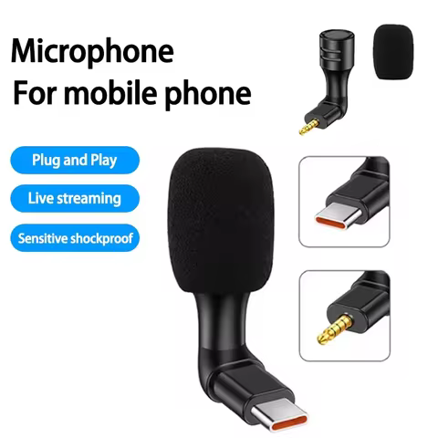 Mini 3.5mm Jack Type-C Microphone Stereo Mic For Recording Mobile Phone Studio Interview Microphone 