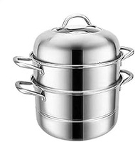 Vertical steamer Stainless Steel Steamer Pot, Thickened Multi-Layer Stainless Steel Cooker 3-Layer Composite Bottom Non-Stick pan Suitable for Induction Cooker Gas stoves and Other stoves 26-32cm-26cm