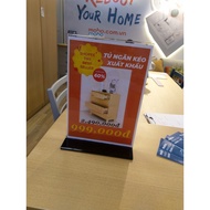 Standee Menu Mica A4 Menu để bàn A5 A6 Đế lùa 02 mặt Mica Đài Loan JSC
