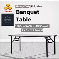 2x5 ft 3V  Foldable Wood Top Banquet Table/ Folding Banquet Table / Meja Banquet