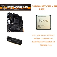 COMBO SET CPU RYZEN R5 5600X + Asus-B550M-E WIFI + RAM 32GB(16GBX2) 3200MHZ CL16 + WIFI6 AX200 Mothe