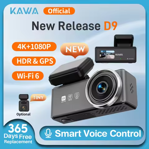 4K Dash cam Front and Rear KAWA D9,Voice Control Car DVR,WiFi6 Video Recorder,GPS Car Camera, Dashca