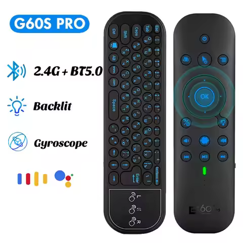 G60S Pro BT 5.0 2.4G Wireless Gyroscope Air Mouse Voice Remote Control Russian/English Mini Keyboard