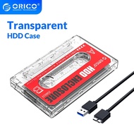ORICO HDD Enclosure USB3.0 to SATA3.0 2.5 inch HDD Enclosure SSD Hard Drive Case Transparent External Case DIY Stickers Cassette Tape Design