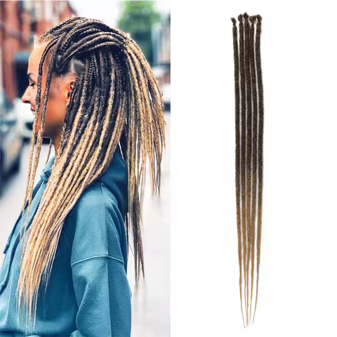 Synthetic Dreadlock Extensions Crochet Dreads 5 Strands 24 Inch Ombre blonde Dreads extensions Human