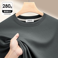 280G Heavyweight Mercerized Modal Long Sleeve t Men's Round Neck Simple Sweatshirt New Thickened Bas