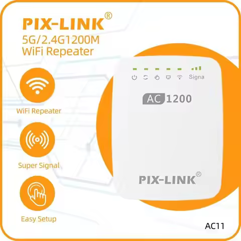 PIX-LINK AC11 1200Mbps WiFi Range Extender 2.4 & 5GHz Signal Booster Repeater Cover up to 7500 Sq.ft