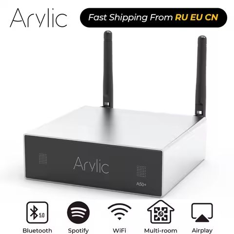Arylic A50+ Home WiFi and Bluetooth-compatible HiFi Stereo Class D digital multiroom amplifier with 