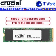 Itw | Crucial 480GB/1TB SSD M 2 NVMe M2 NVMe E100 M.2 2280 NVMe PCIe Gen4 x4 Internal SSD