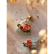 Clay earrings Little green flowers/handmade earrings/ Polymer clay eaarings