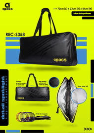 Apacs Single Zip REC-S358 With Silver Foil Extra Protection Badminton Racket Bag Original 100%