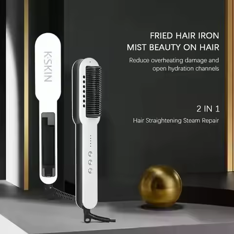 Beauty Salon Hair Straightener Comb Brush Fast Heating Spa Anti-Scald Hair Steamer Nano Spray Straig