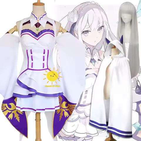 Anime Emilia Cosplay Re:Life in A Different World From Zero Cosplay Costumes Dress Cloak Accessories