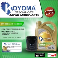 100% ORIGINAL DAIHATSU MIRA L2 L5 , PERODUA MYVI 06-2017YEAR , ALZA OIL FILTER +KOYOMA 0W20 FULLY SY