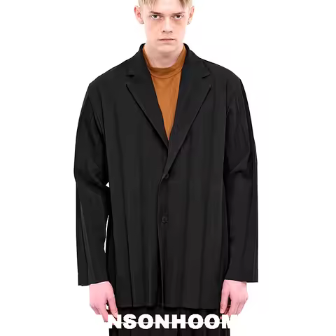 ISSEY Minimalist Collection High-end Single-button closure Miyake-inspired wide-pleated casual origa