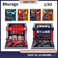 Y368 Bburago F1 Double Pit Station Model Kit for Red Bull Ferrari Mercedes McLaren