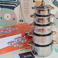 panci stainless set premium ss 304 Bima cookindo 5 pcs lengkap tutup kaca