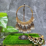Hoop Loop Earring in gold & multicolours // Valayam Jhumka in Bell jhumka Hoop Earring Gold Earring