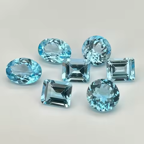 Meisidian Round Oval Emerald Cut 4X6-10X12mm 9 Carat 100% Natural Sky Blue Topaz Loose Gemstone For 