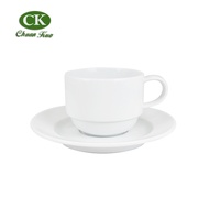 [CK National Porcelain] Coffee Cup Series Stackable Classic Plate 220ml Ceramic C103 S103 Snow White