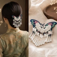 [Dieying Tassel] Miao National Hairpin Miaojiang Ethnic Style Side Bangs Clip Hair Accessories Miao 
