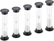 Relaxdays Hourglass Set, 5 Pieces, Timer, 30 Seconds, 1/3/5/10 Min, H x D: 9 x 2.5 cm, Sand, Childre