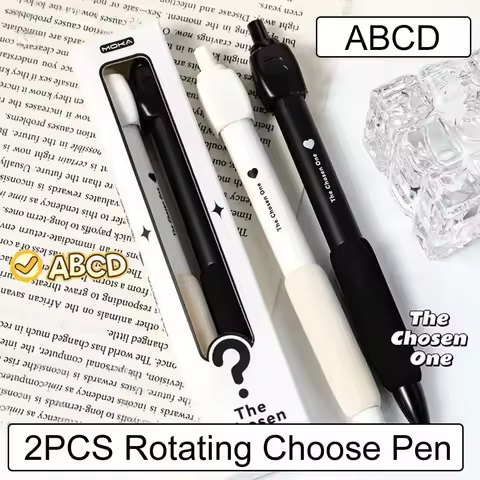 New 2Pcs/Pack Spinning Pen 0.5mm Black Gel Pen A B C D Answer Rotating Choose Pen Hand Spinner Toys 