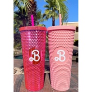 Barbie tumbler 710ml 304 stainless steel thermos flask Starbucks Starbucks mermaid scales Cup fish scale Cup tumbler double layer plastic straw Cup