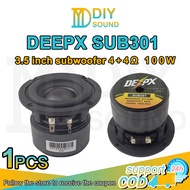 DIYSOUND DEEPX SUB301 3.5-inch 100W Subwoofer Dual Voice Coil 4+4Ω Powerful Bass 3.5 inch Subwoofer 