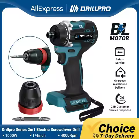 Drillpro 2in1 Brushless Electric Screwdriver 280N.m Multifunctional Wireless Electric Drill Power To