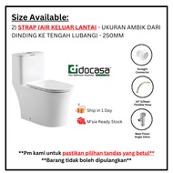 Docasa One Piece 250mm S-Trap Rimless Washdown WC Water Closet Toilet Bowl with UF Soft Close Seat